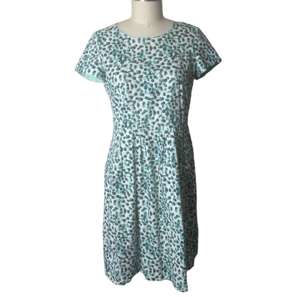 Lafayette 148 NY Gina Print Stretch Dress in Agate Teal Size 6